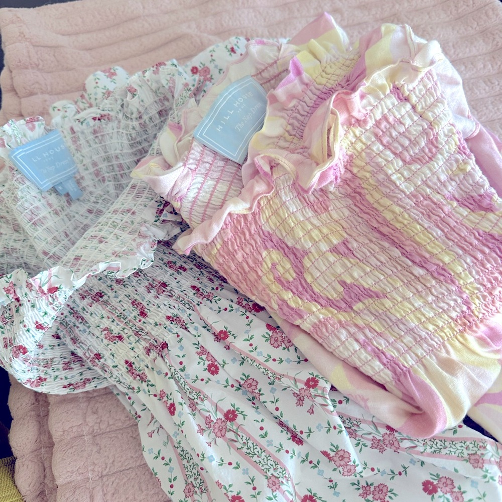 Hill House lot of midi dresses. One linen one cotton.